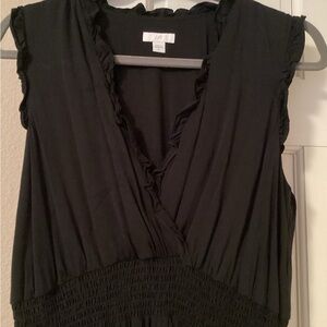 J. Jill Black Ruffled Maxi Sun Dress